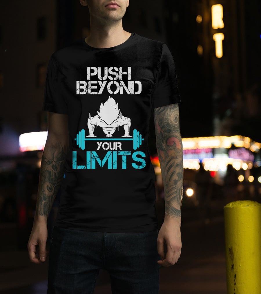 Push Beyond Your Limits Super Saiyan Goku Bench Press Power T-Shirt