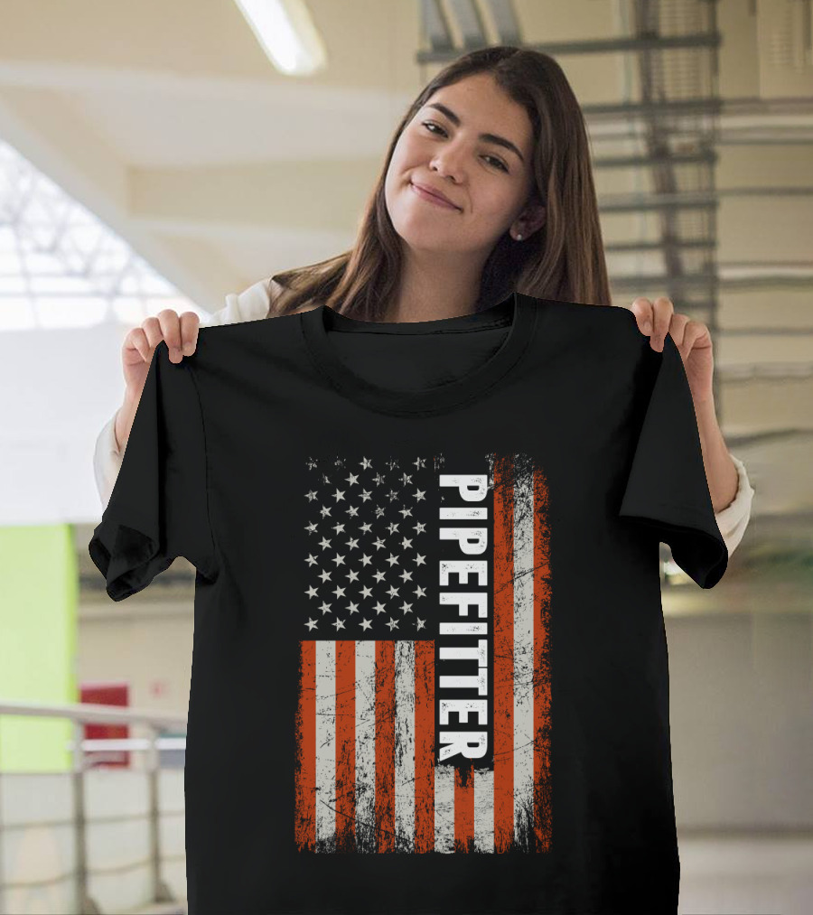 American Flag Pipefitter Patriotic T-Shirt