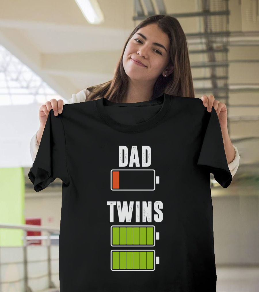 Dad Twins Low High Battery Charged T-Shirt