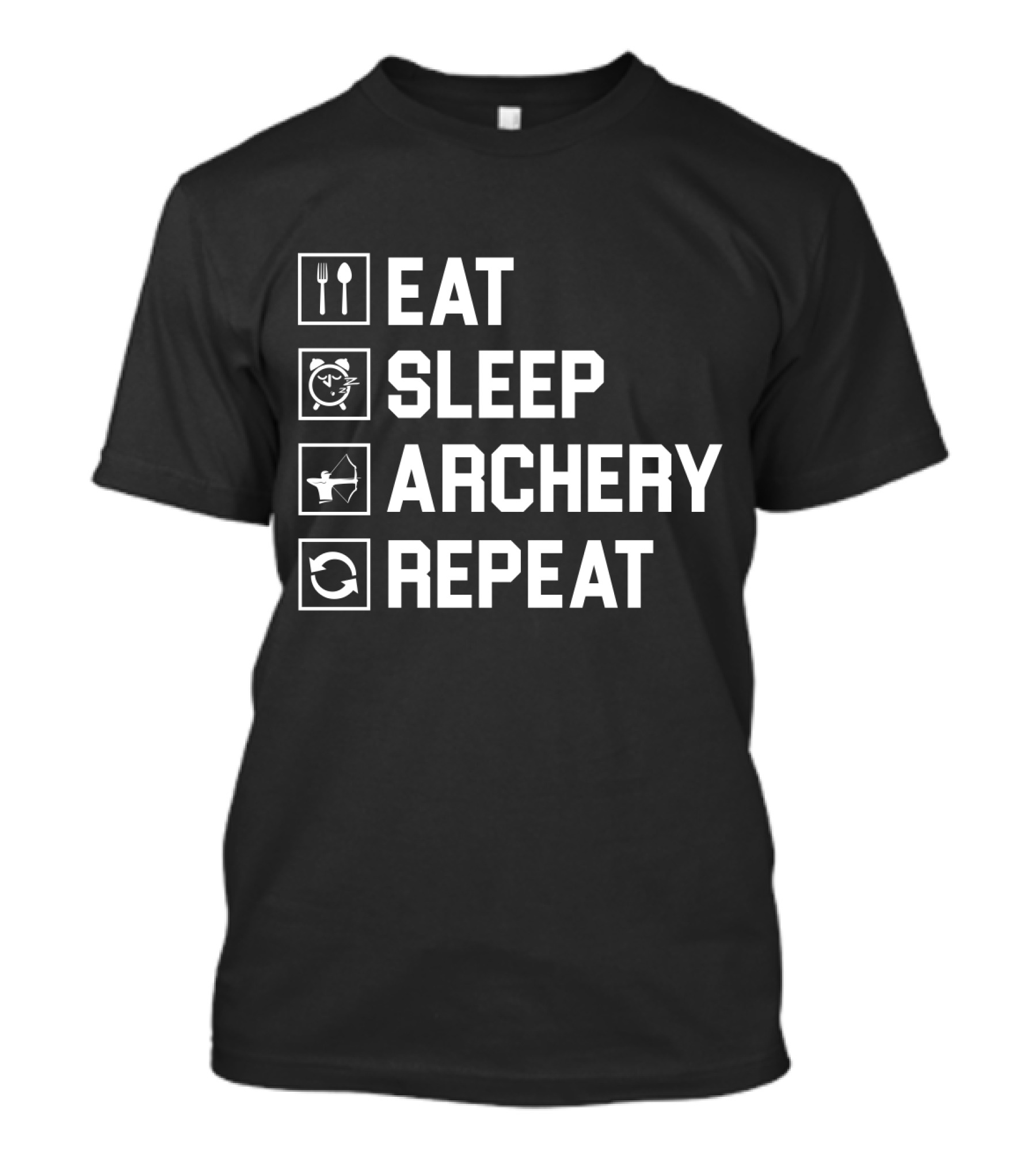Eat Sleep Archery Repeat Iconic Routine Symbols T-Shirt