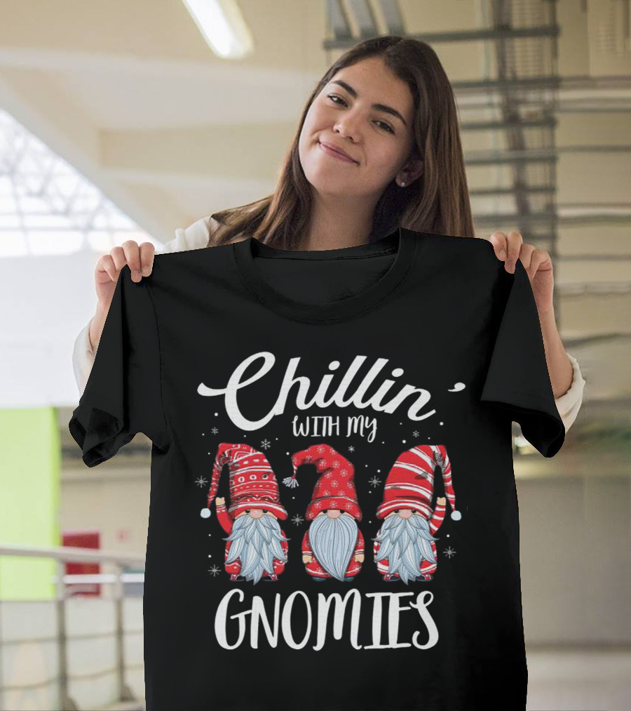 Chillin With My Gnomies With Red Hats and Beards Snowflake T-Shirt