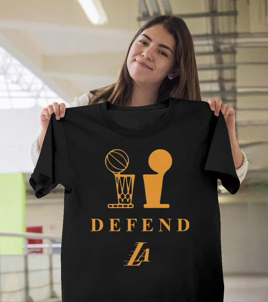 Lebron Lakers LA Defend Trophy Basketball T-Shirt
