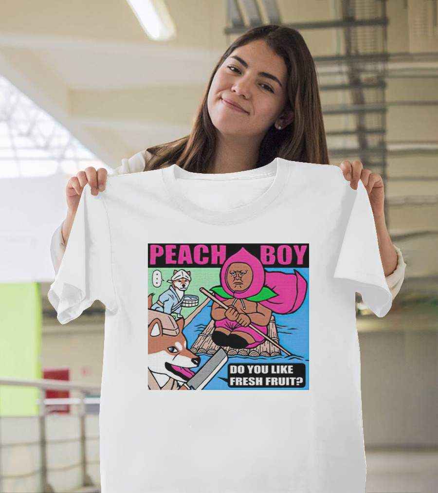 Peach Boy Do You Like Fresh Fruit Toru Owashi Manga-Style Adventure Rafting with Dog and Monkey T-Shirt
