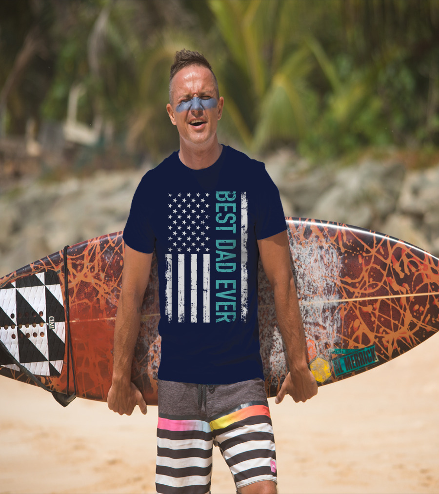 Father's Day Best Dad Ever With US American Flag T-Shirt