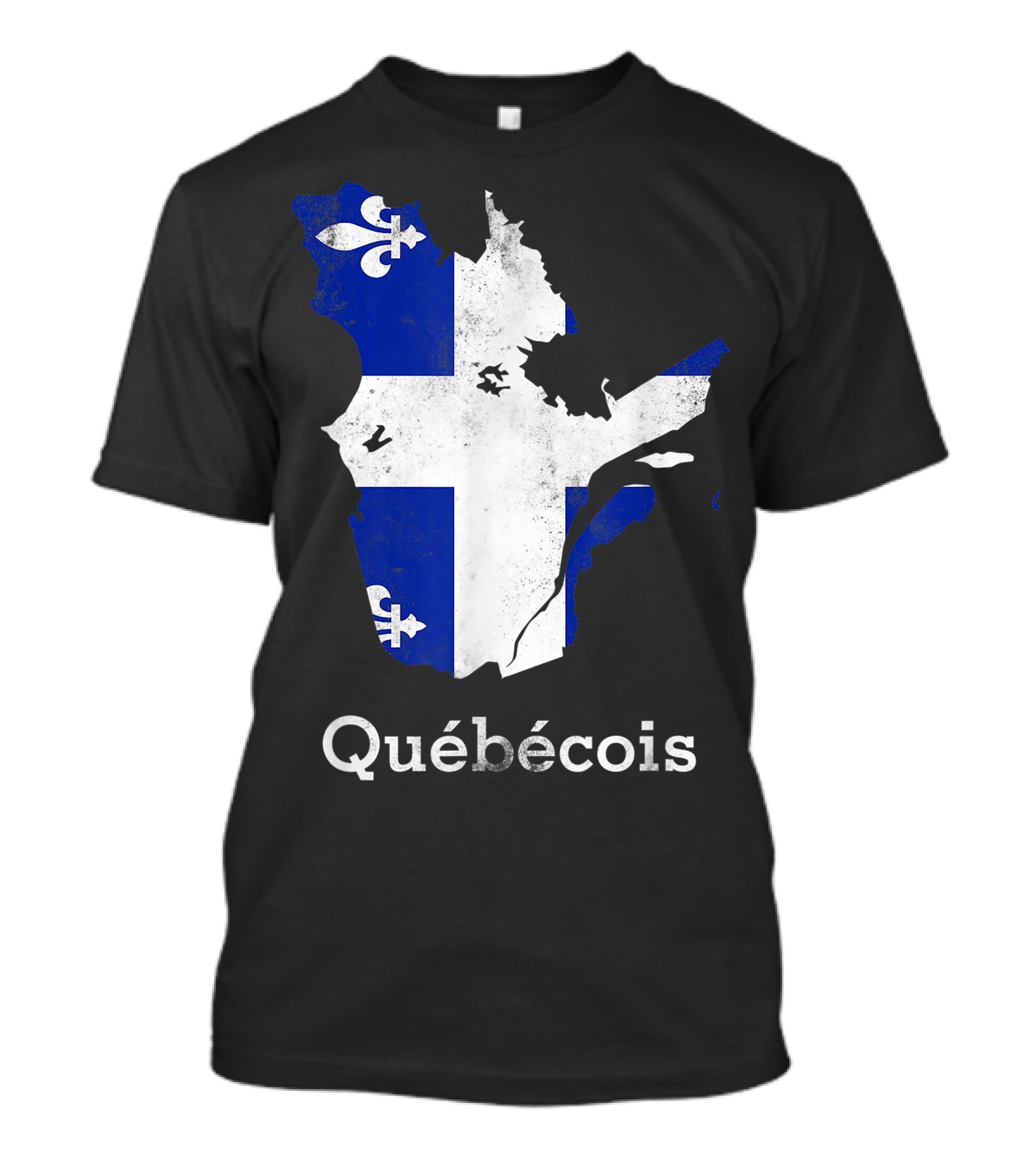Québecois Province Map Fleur-de-Lis Montreal Quebec Flag T-Shirt