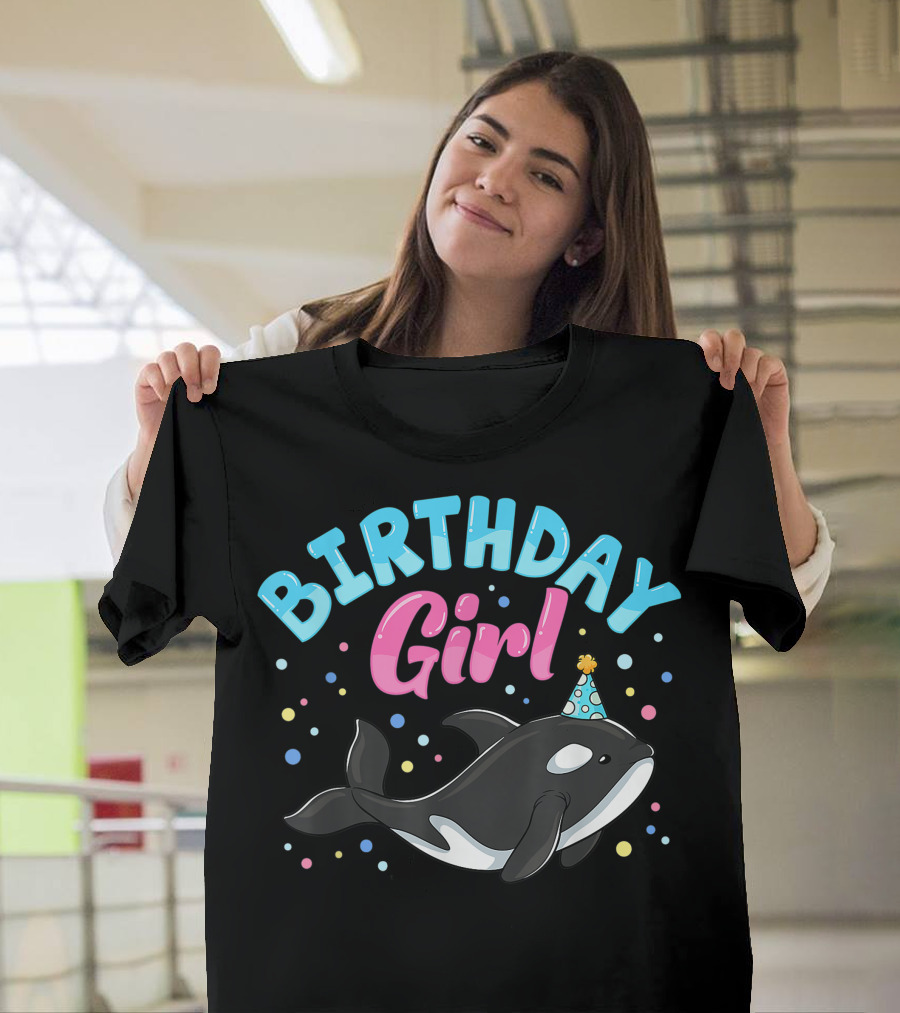 Birthday Girl Cute Orcas Killer Whale Party T-Shirt