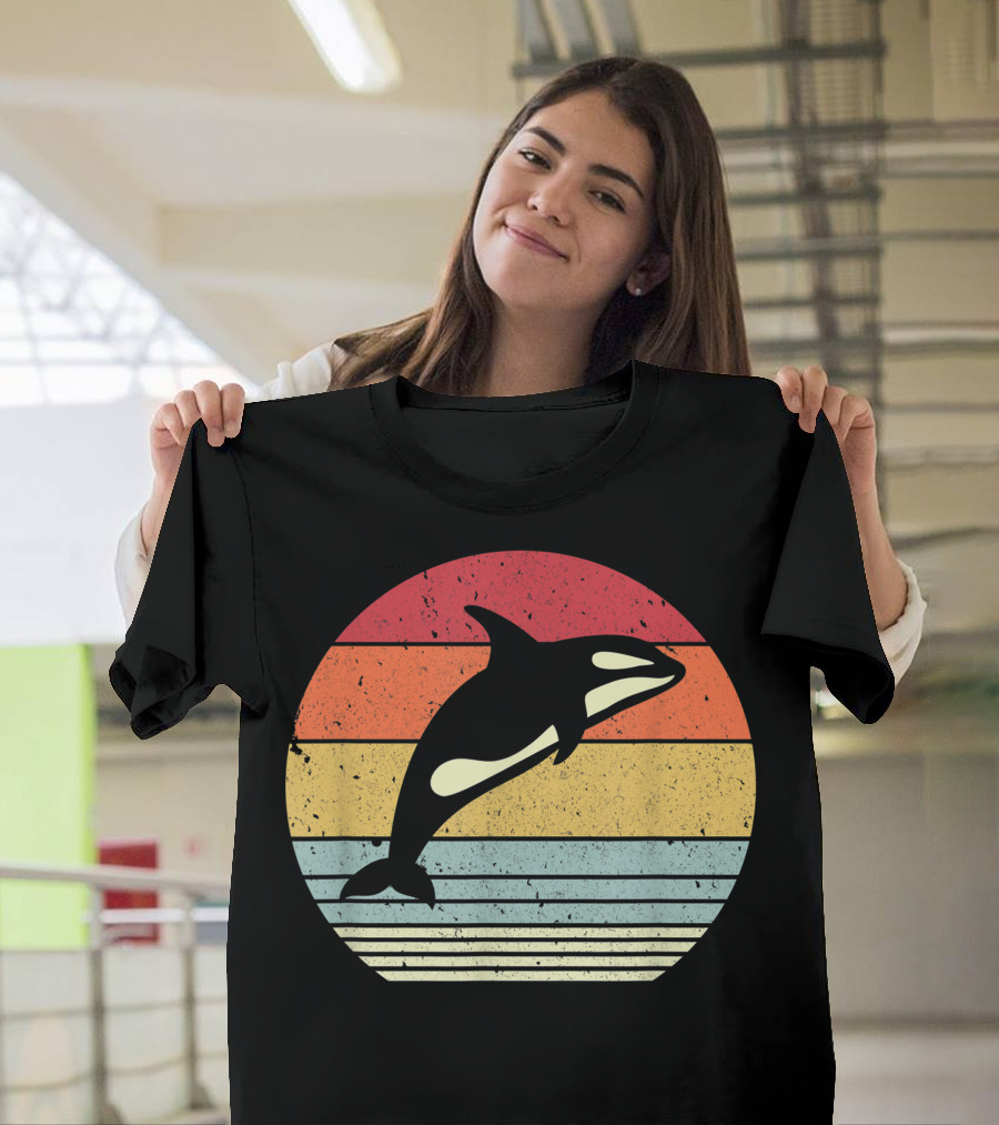 Orca Retro Sunset Style Ocean Stripes T-Shirt