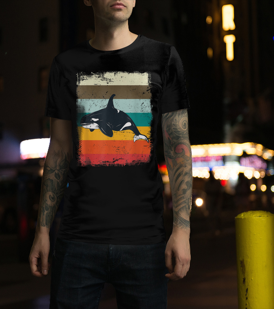 Retro Orca Vintage Stripes T-Shirt