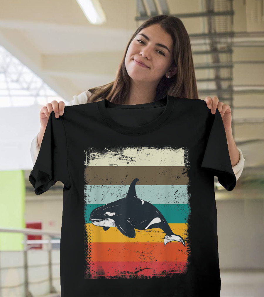 Retro Orca Vintage Stripes T-Shirt