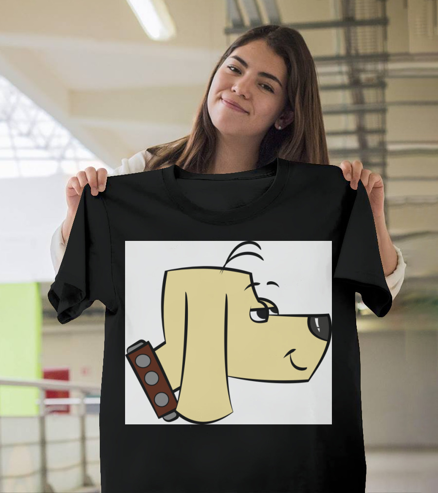 Smiling Dog Cartoon Character with Collar T-Shirt