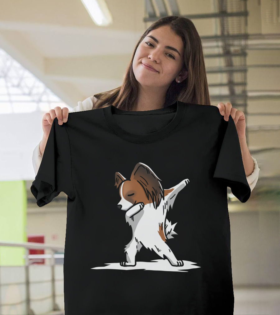 Papillon Dog Performing Iconic Dabbing Dance Move T-Shirt