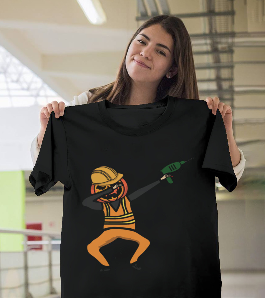 PUMPKIN DAB CONSTRUCTION WORKER DRILLING ACTION T-Shirt