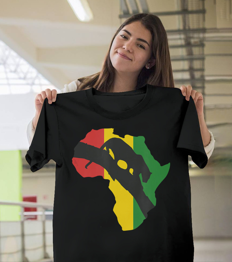 African Panther Rasta Colors Map T-Shirt