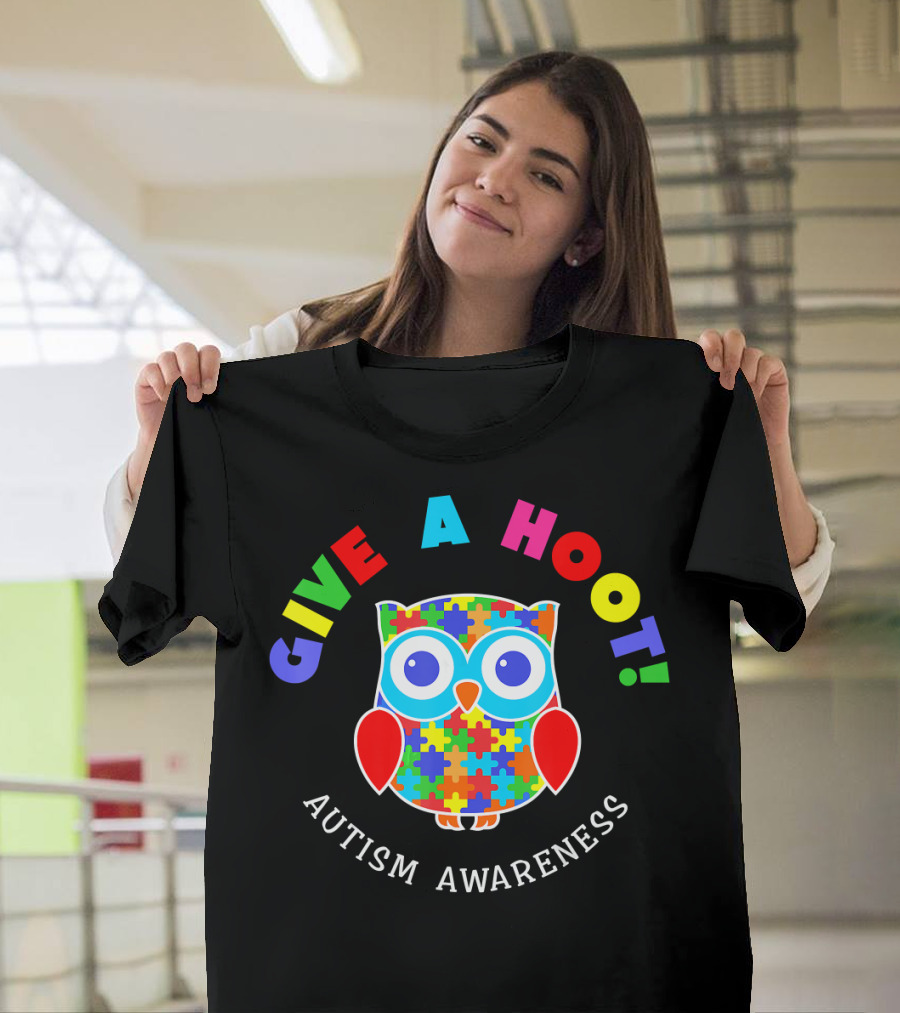 Autism Awareness Give a Hoot Puzzle Owl T-Shirt