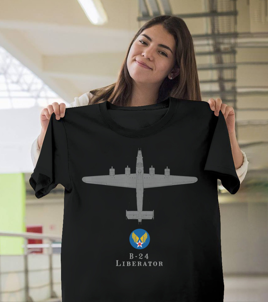B-24 Liberator WWII Bomber with Military Insignia T-Shirt