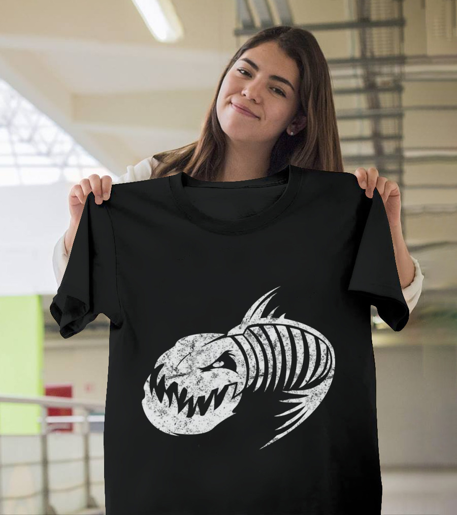 Badass Aggressive Fish Bone Skeleton T-Shirt