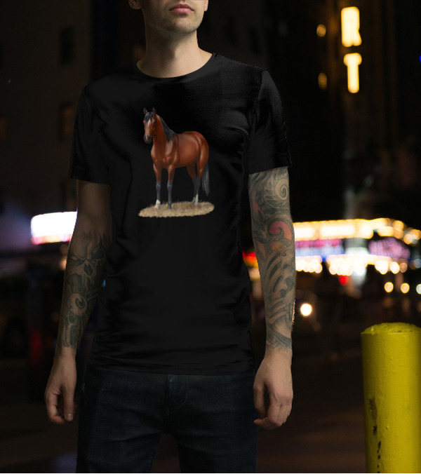 Beautiful Brown Bay Quarter Horse On Grass Patch T-Shirt