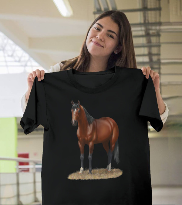 Beautiful Brown Bay Quarter Horse On Grass Patch T-Shirt