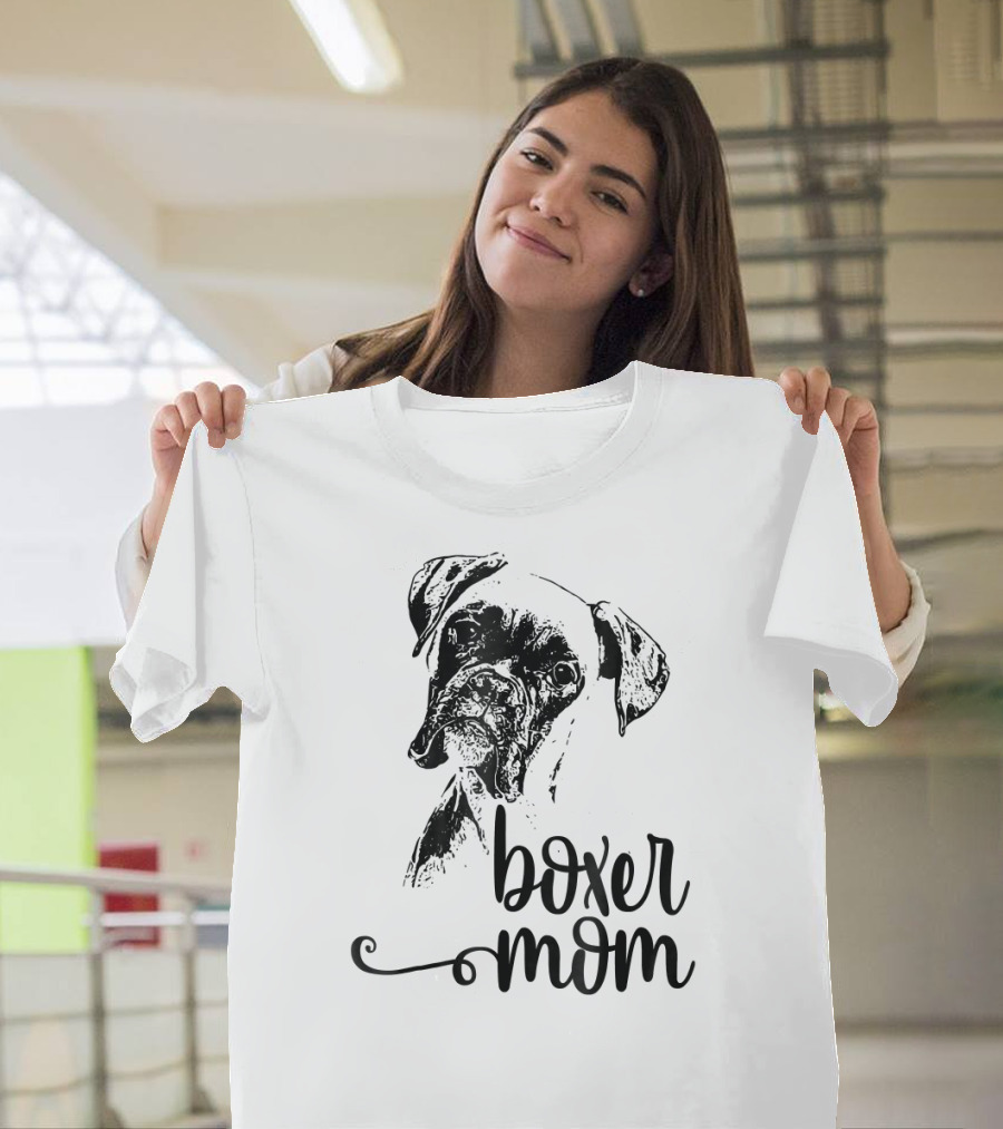 Boxer Mom Dog Lovers Dog Face T-Shirt