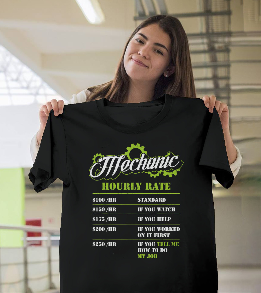 Mechanic Hourly Rate List Funny Quote Meme T-Shirt