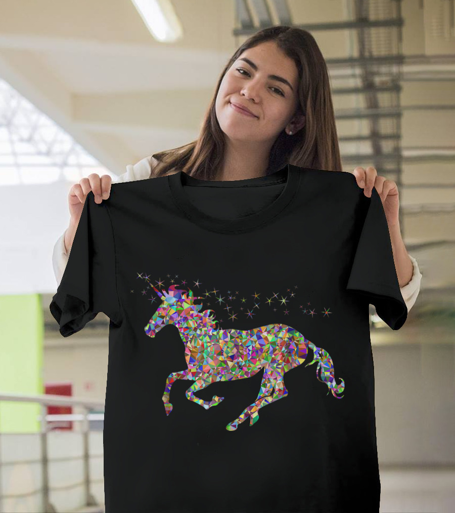 Colourful Horse Unicorn Sparkling Mosaic T-Shirt
