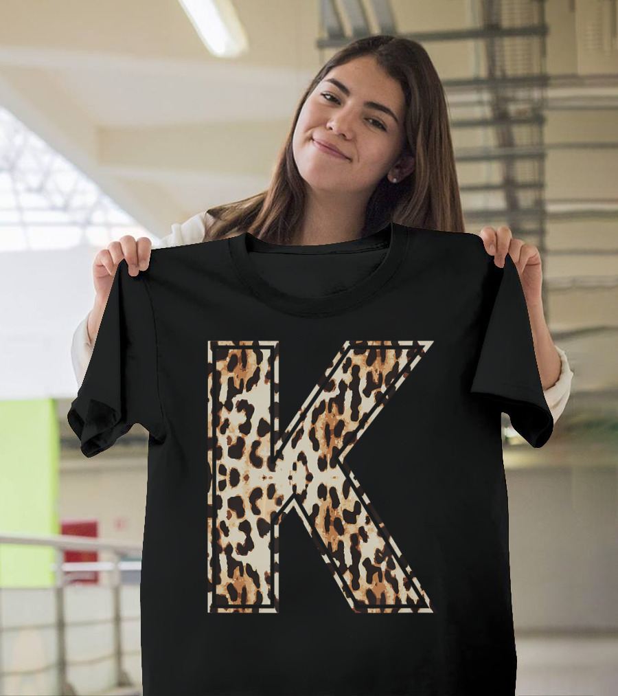 Cool Letter K Initial Name Leopard Cheetah T-Shirt