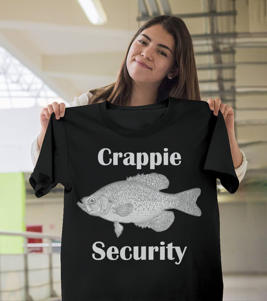 Crappie Security Fish Graphic with Detailed Fish Sketch T-Shirt