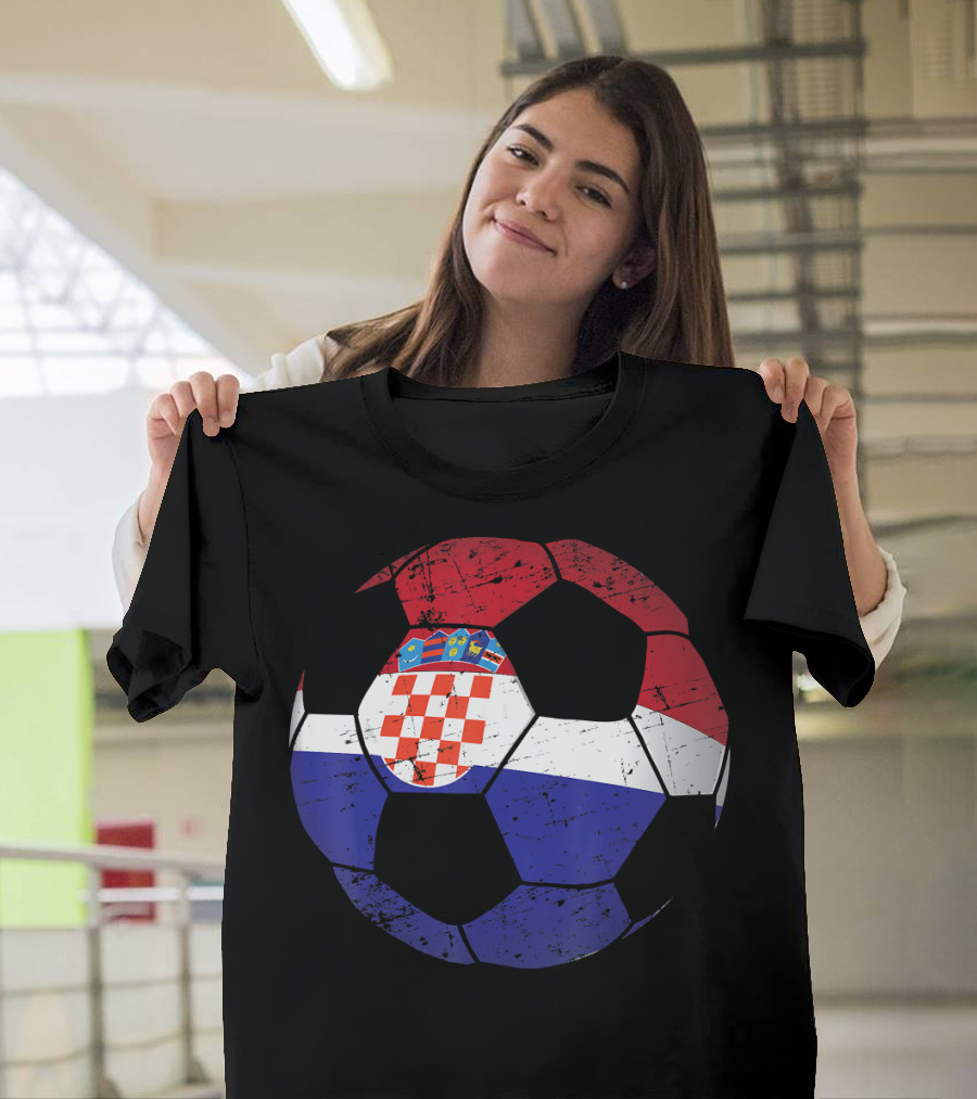 Croatian Soccer Flag Ball Croatia Jersey Cro T-Shirt