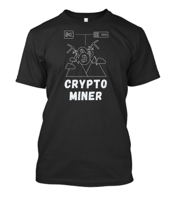 Crypto Miner Bitcoin Mountain GPU Mining Icons T-Shirt