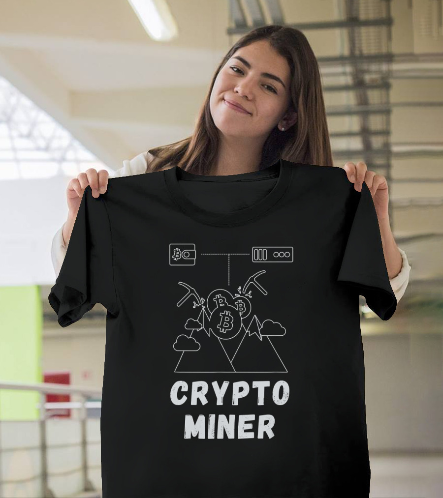 Crypto Miner Bitcoin Mountain GPU Mining Icons T-Shirt
