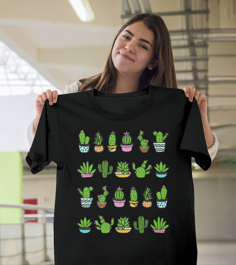 Cute Cactus Succulent Potted Plant T-Shirt
