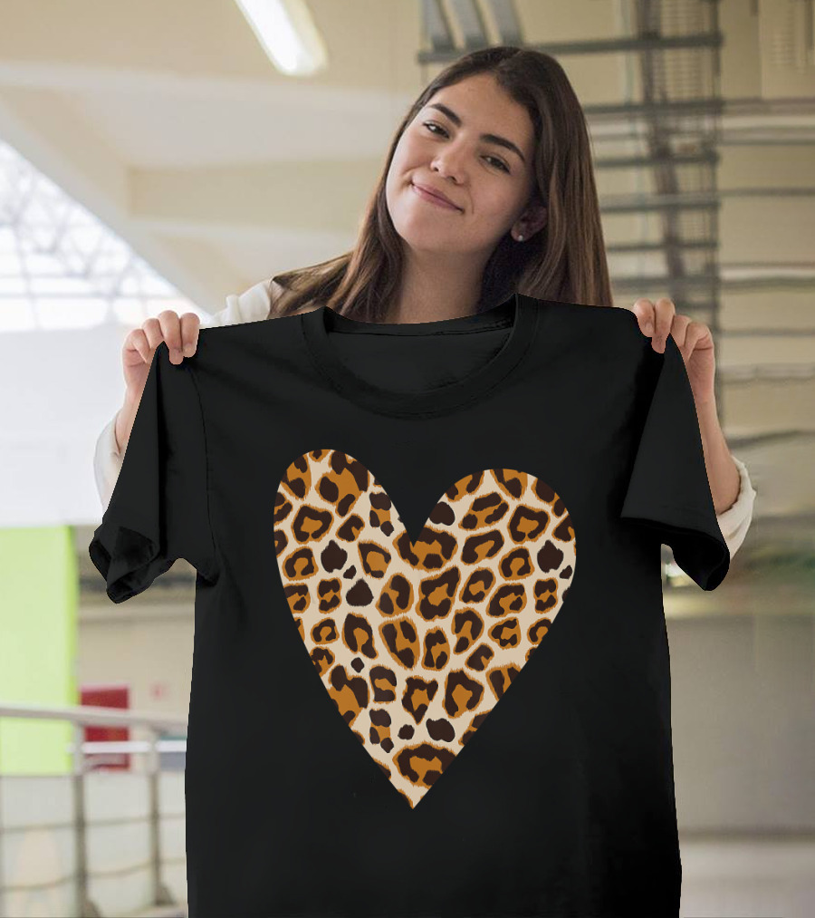 Cute Valentine Heart with Leopard T-Shirt