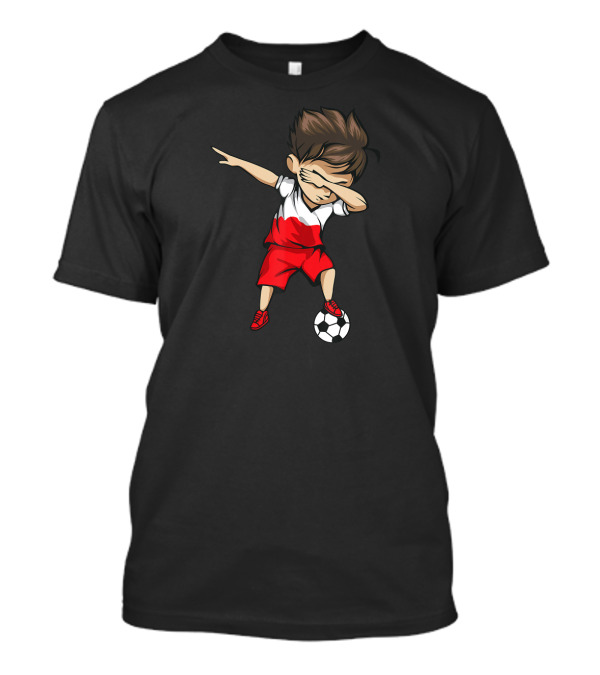 Poland Soccer Dabbing Boy Jersey T-Shirt