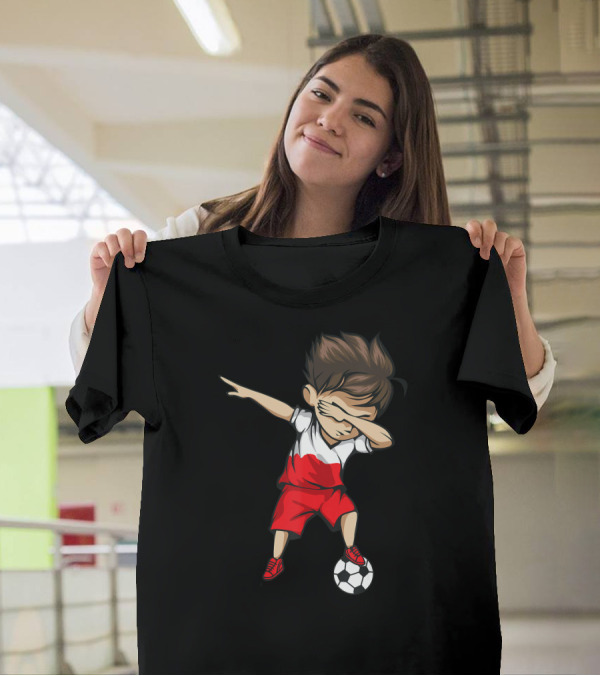 Poland Soccer Dabbing Boy Jersey T-Shirt