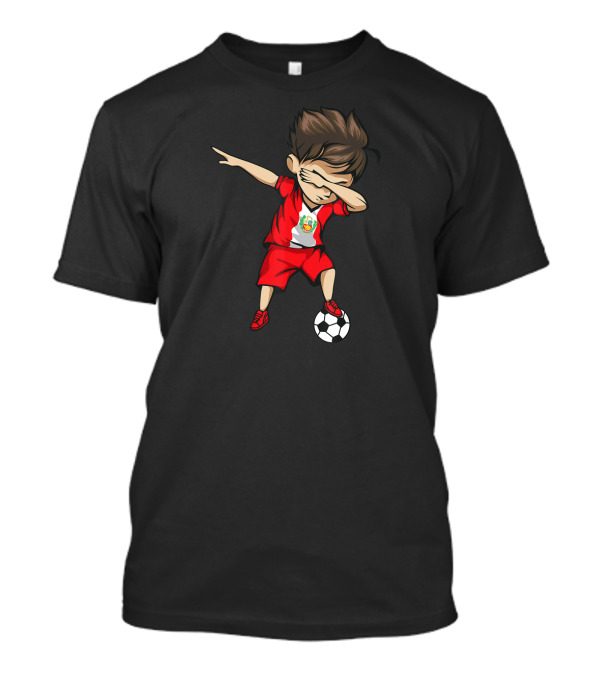 Dabbing Soccer Boy Peru Jersey Dab Pose Football T-Shirt
