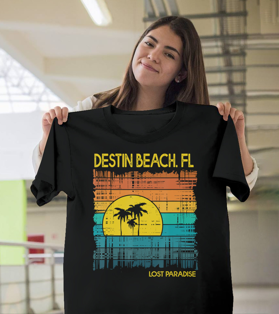 Destin Beach FL Lost Paradise Sunset Palms T-Shirt
