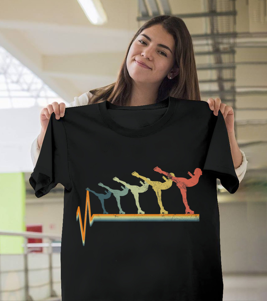 Figure Skating Retro Ice Heartbeat T-Shirt