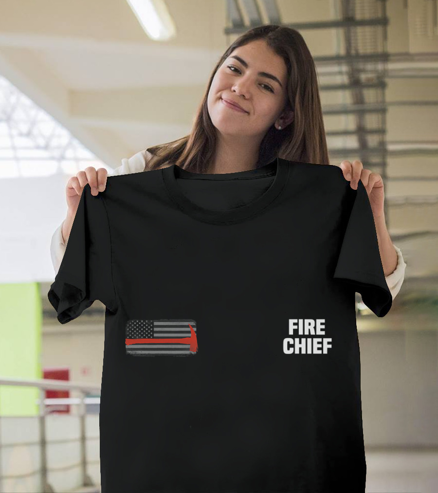 Fire Chief American Flag with Red Axe T-Shirt