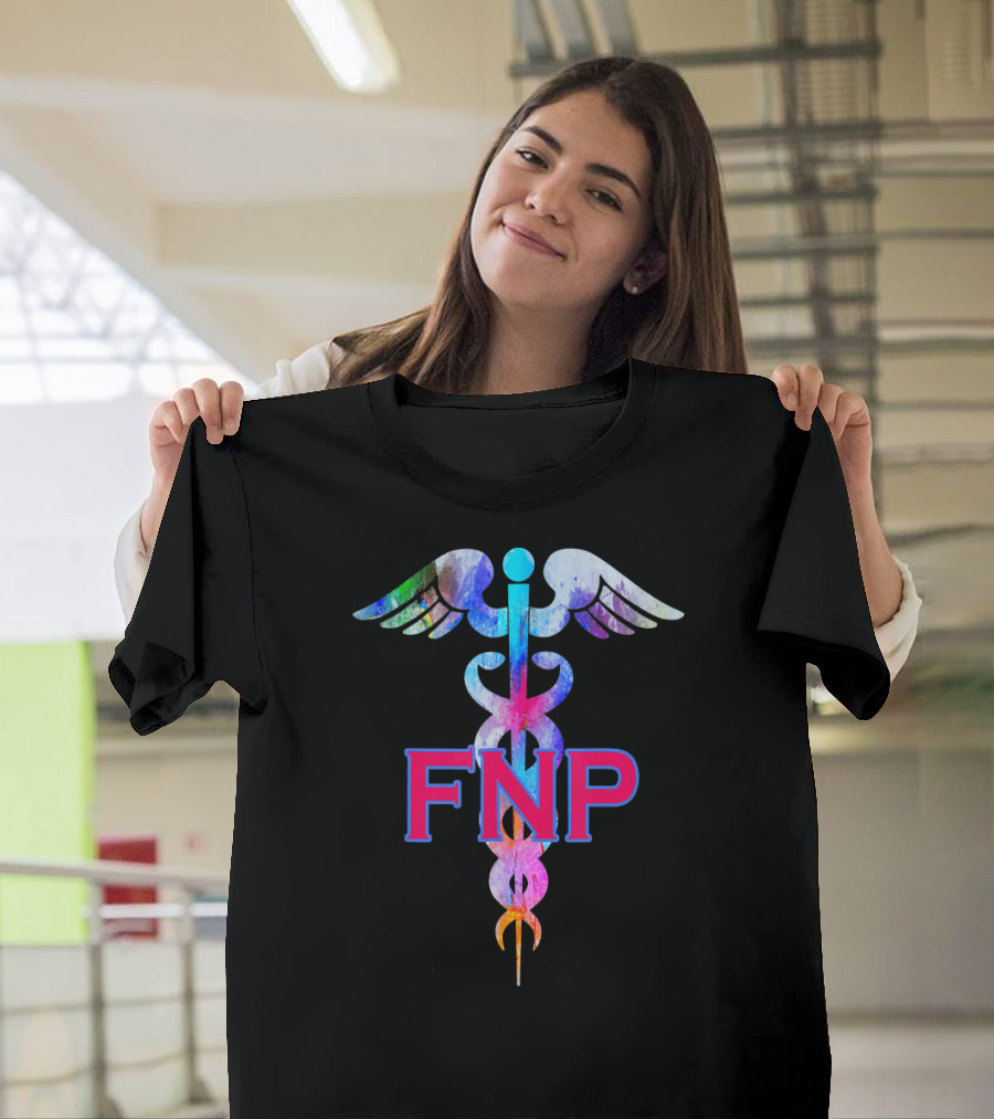 FNP Family Nurse Practitioner Colorful Caduceus T-Shirt