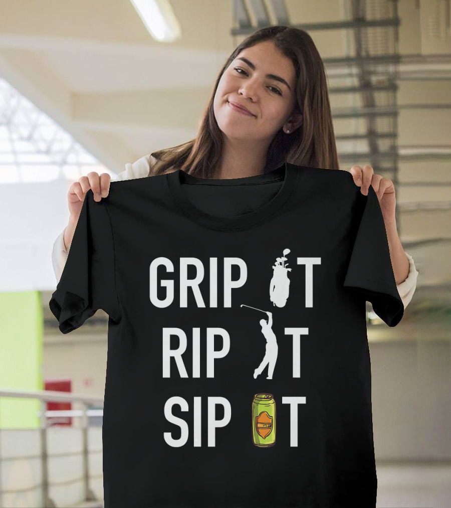 Funny Golf and Beer Grip It Rip It Sip Icons T-Shirt