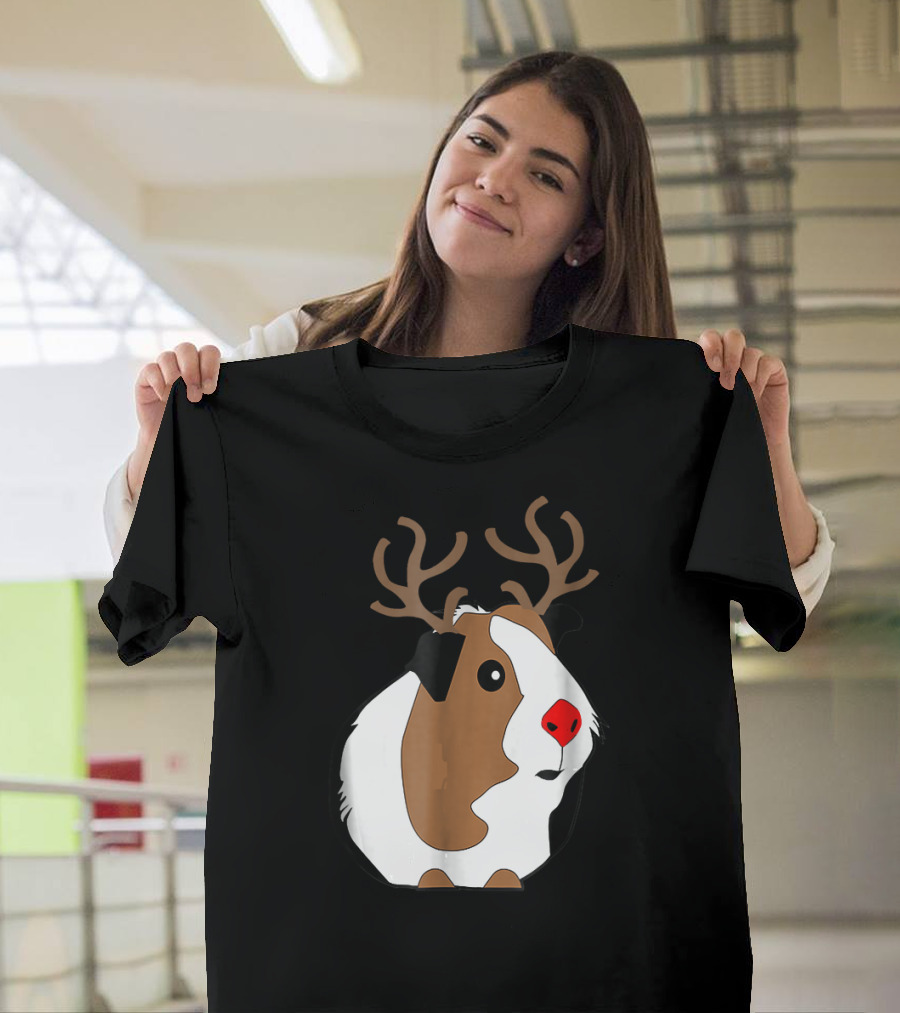 Guinea Pig Reindeer Antlers Funny Xmas Guinea Pig T-Shirt
