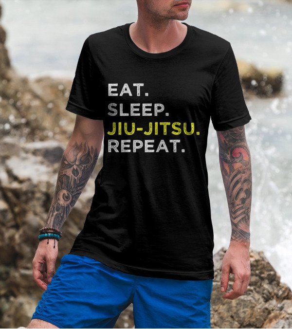 Eat Sleep Jiu-Jitsu Repeat Funny Jiu Jitsu T-Shirt