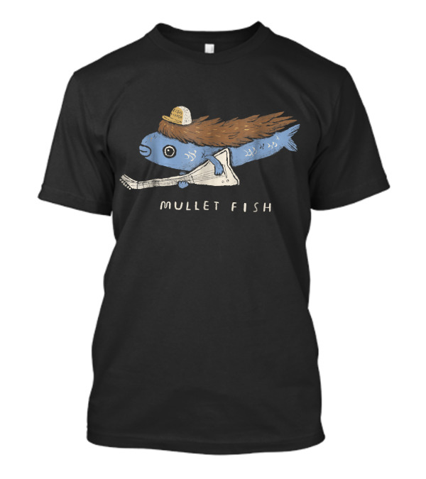 Funny Mullet Fish 80s Heavy Metal Hat Guitar T-Shirt
