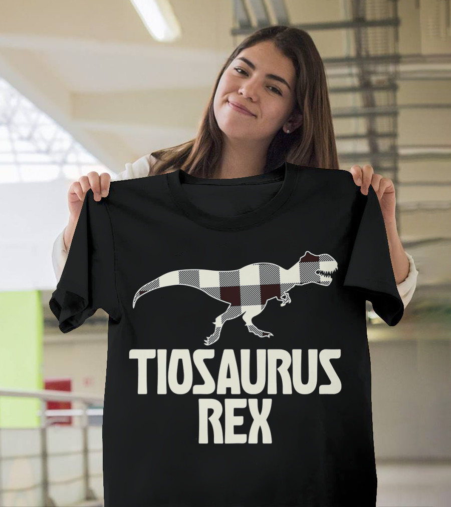 Tiosaurus Rex Funny Uncle Tio Dinosaur Meme Plaid T-Shirt