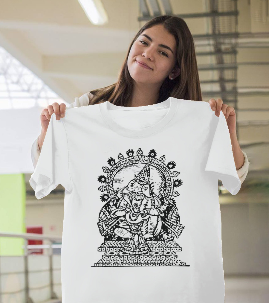 Ganesh Black Drawing Ganesh Mandala T-Shirt