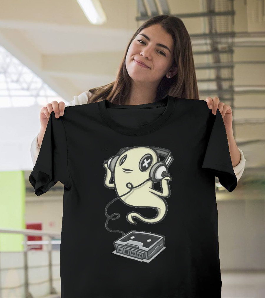 Ghost Listening to Music with Retro Cassette Player T-Shirt