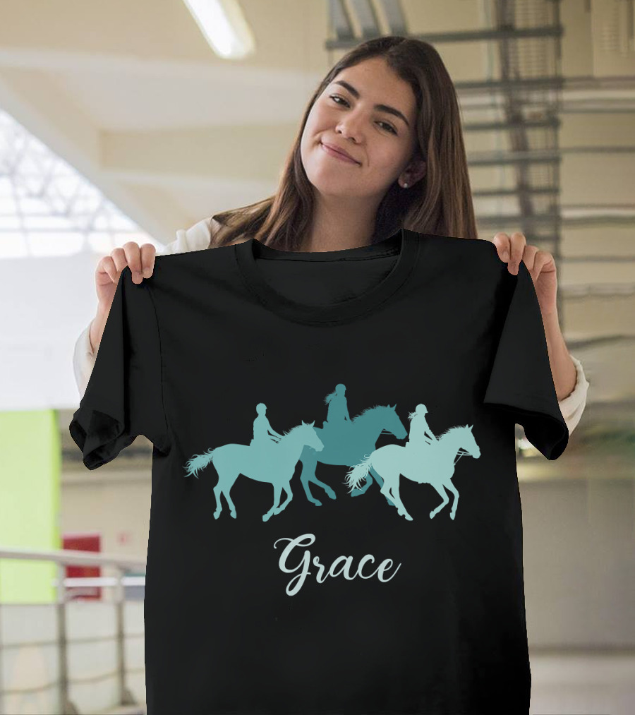 Grace Horse Girl Personalized Name Birthday T-Shirt