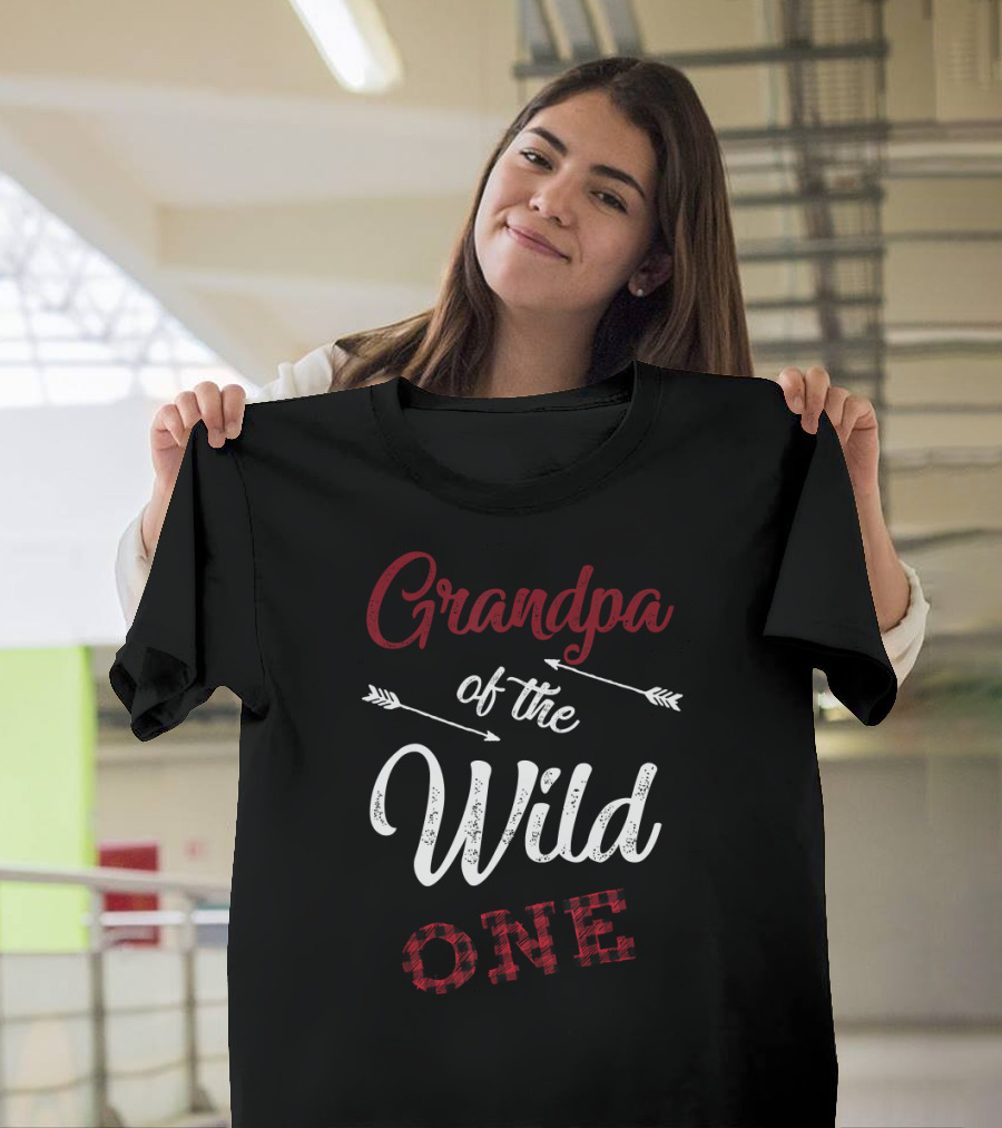 Grandpa Of The Wild One First Birthday Plaid T-Shirt