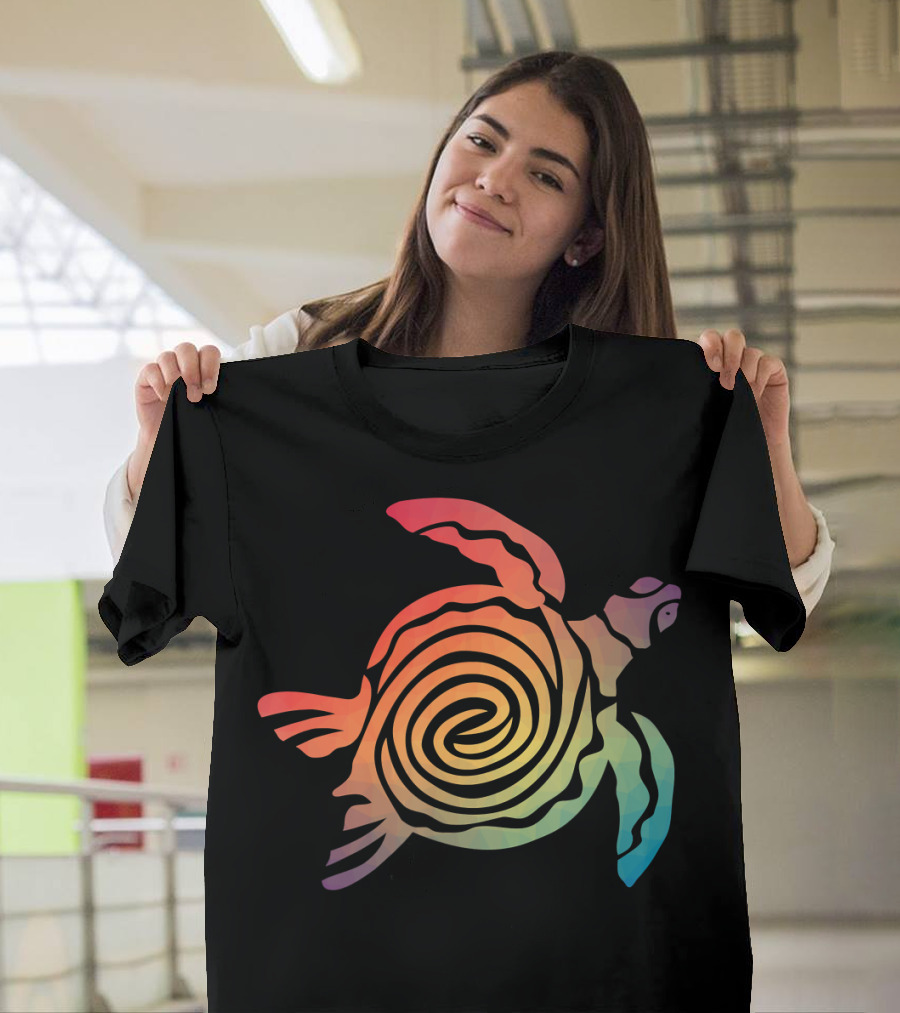 Colorful Hawaiian Tribal Sea Turtle Spirals T-Shirt