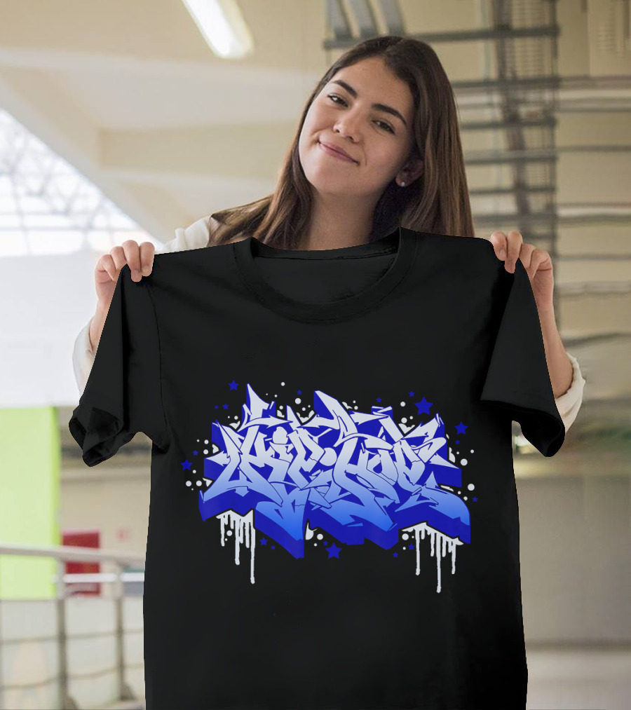 Hip Hop Wildstyle Graffiti Blue Urban Street T-Shirt